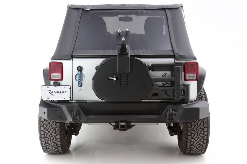 Rampage 07-18 Jeep Wrangler JK (Incl. Unlimited) Trail Guard Tire Carrier - Black Rampage