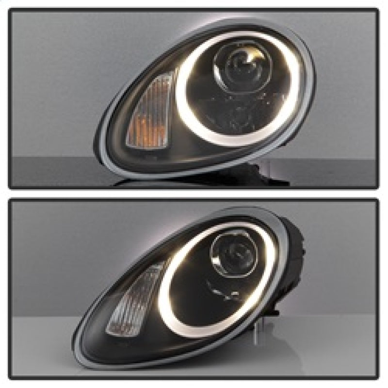 Spyder Porsche Cayman 05-08 Headlights - Halogen Model Only - DRL LED - Black PRO-YD-P98705-DRL-BK SPYDER