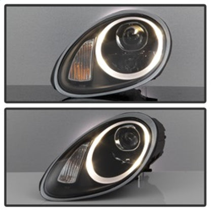 Spyder Porsche Cayman 05-08 Headlights - Halogen Model Only - DRL LED - Black PRO-YD-P98705-DRL-BK SPYDER
