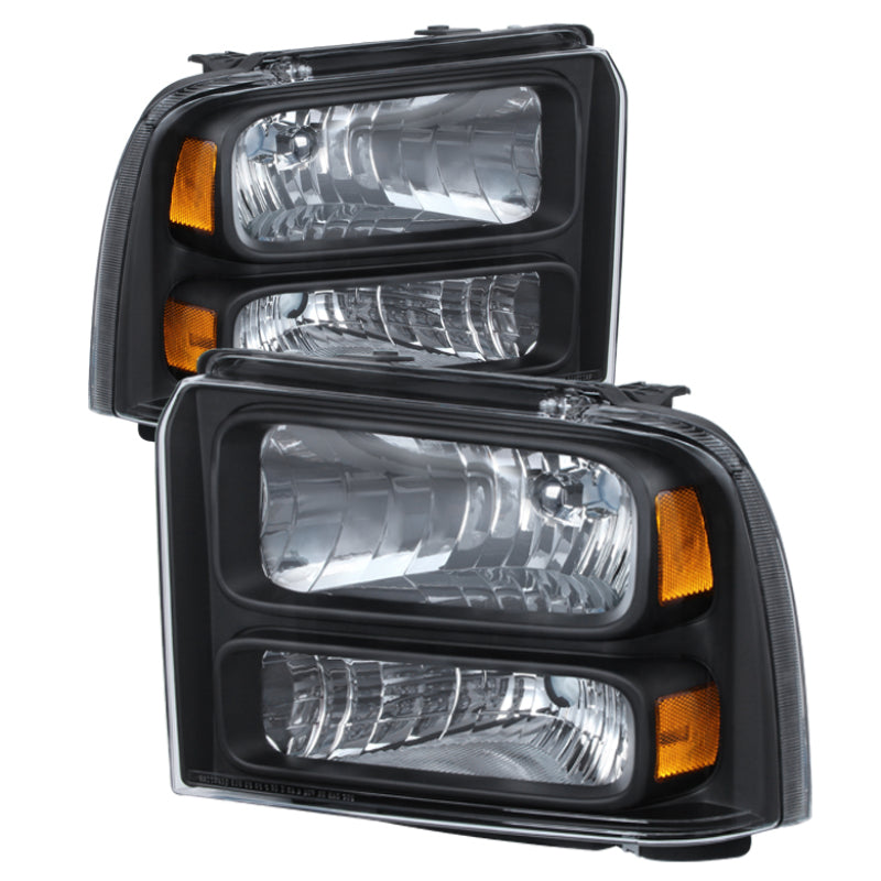 Xtune Ford F250/350/450 Super Duty 05-07 Crystal Headlights Black HD-JH-FS05-AM-BK SPYDER