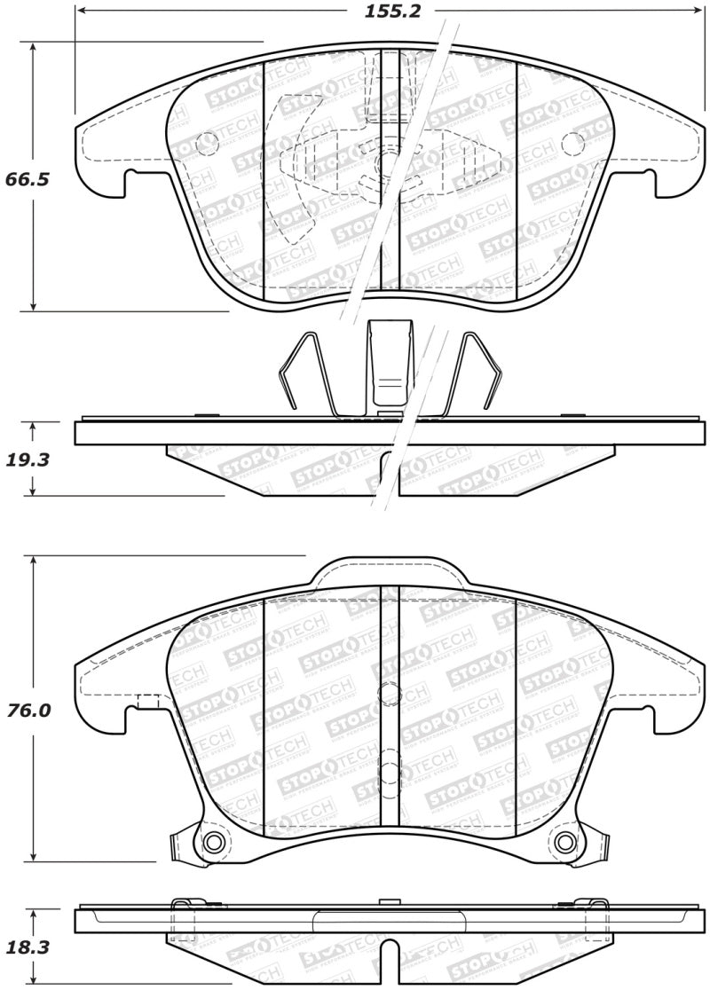 StopTech Premium Ceramic Front Brake Pads - 308.16530 Stoptech