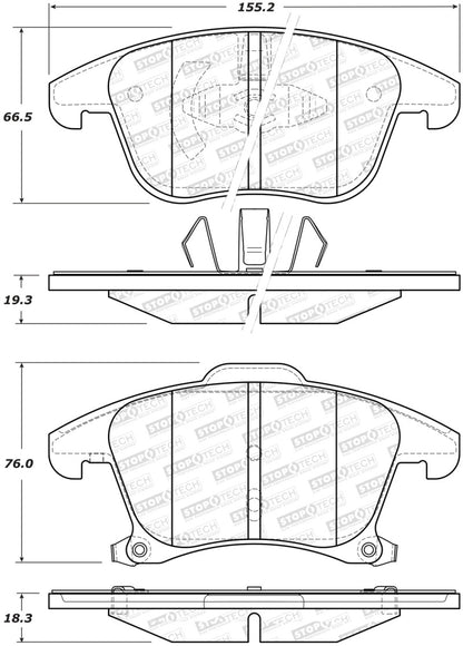 StopTech Premium Ceramic Front Brake Pads - 308.16530 Stoptech