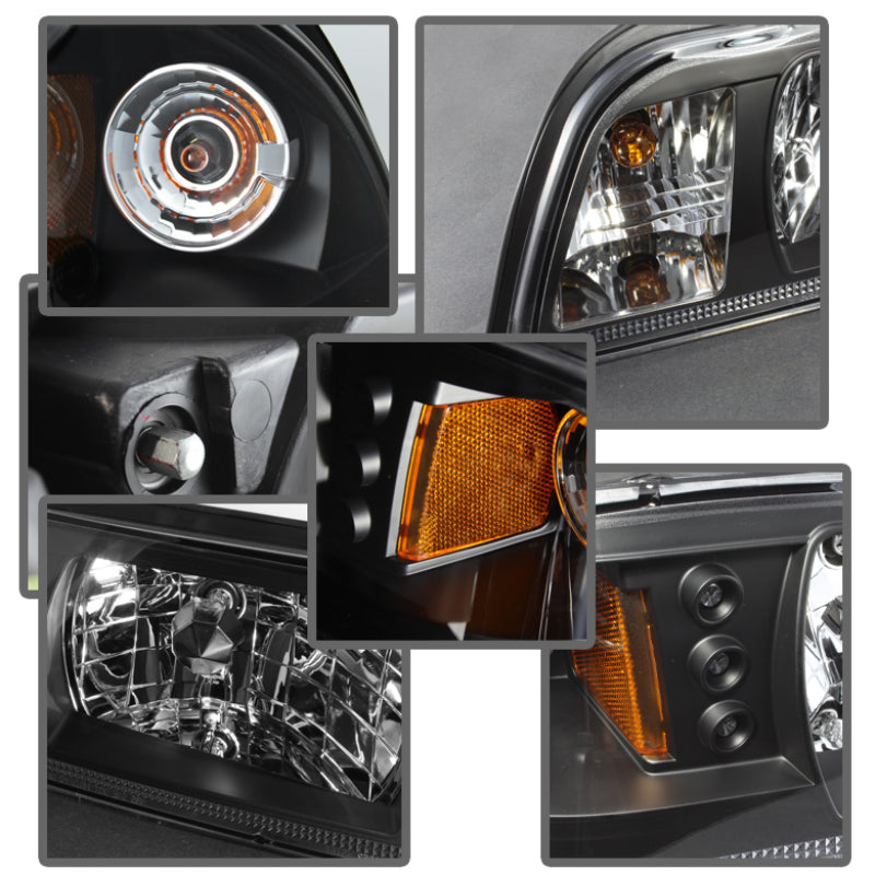 Spyder Ford Mustang 87-93 1PC LED (Replaceable LEDs)Crystal Headlights Black HD-YD-FM87-1PC-LED-BK SPYDER