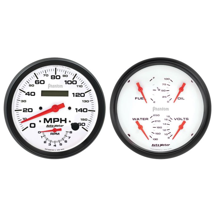 Autometer Phantom 2pc Gauge Kit Quad & Tach/Speedo 5in. 5805