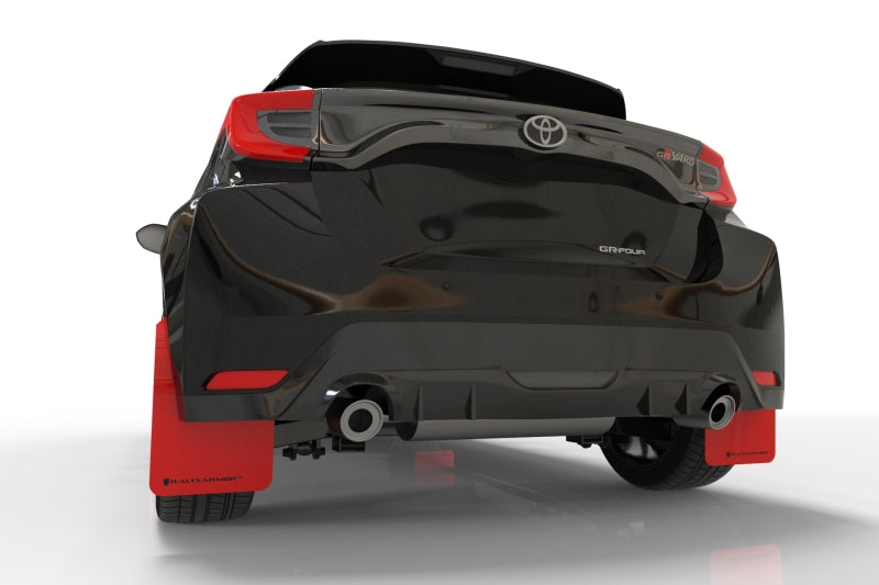 Rally Armor 20-22 Toyota GR Yaris Hatchback Red Mud Flap w/ Black Logo Rally Armor