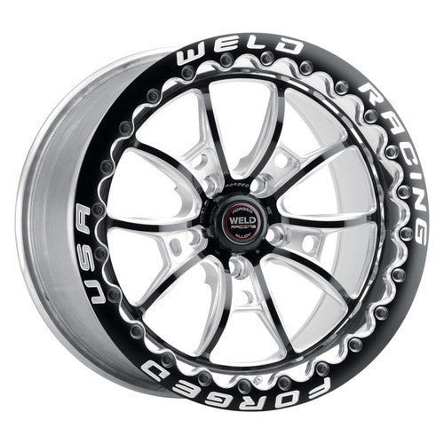 Weld S71 17X11 / 5X115 BP / 6.2in BS Polished Wheel (High Pad) - Polished Single Beadlock MT