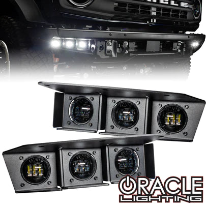 ORACLE LIGHTING 2021-2023 FORD BRONCO TRIPLE LED FOG LIGHT KIT FOR STEEL BUMPER 5890-001 - White ORACLE Lighting