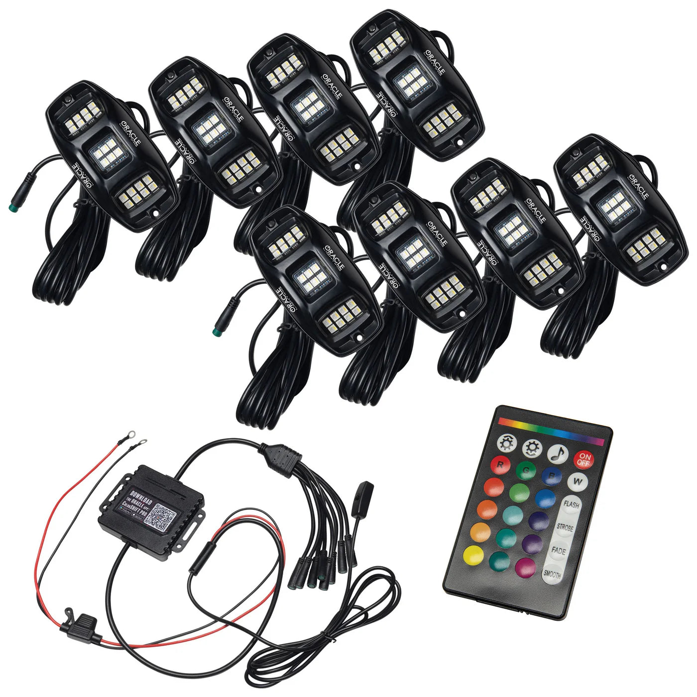 Oracle – ColorSHIFT RGB+W Underbody Wheel Well Rock Light Kit 8-Piece – Universal – 5895-339-8