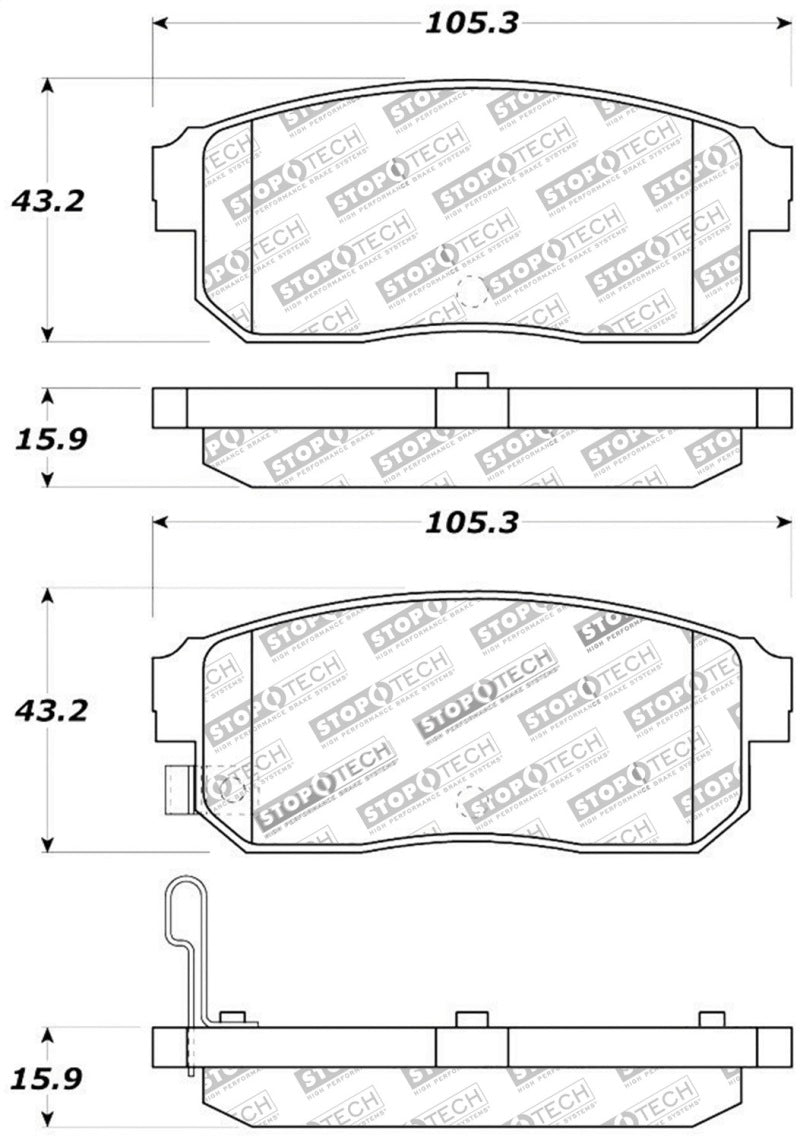 StopTech Premium Ceramic Rear Brake Pads - 308.09000 Stoptech