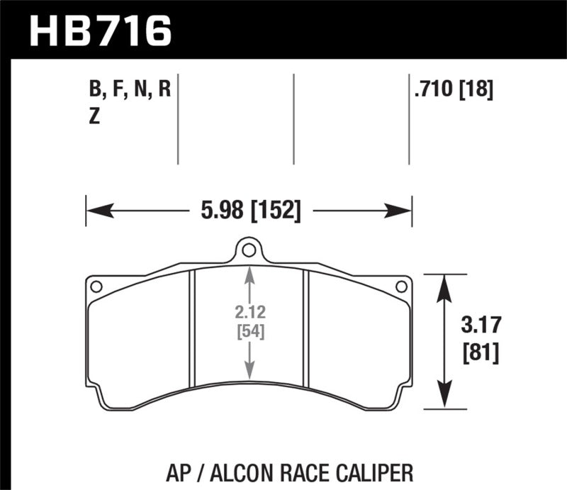 Hawk HPS Brake Pads w/ 0.710 Thickness - AP Racing Alcon Hawk Performance