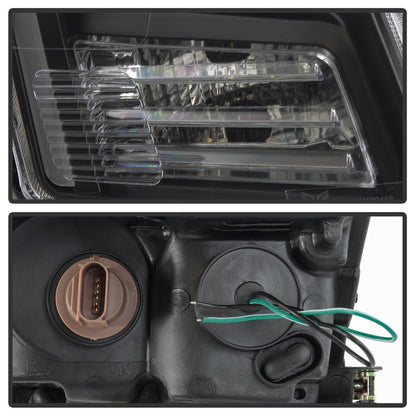 xTune 06-09 Ford Fusion Light Bar DRL Projector Headlights - Black (PRO-JH-FFU06-LB-BK) SPYDER
