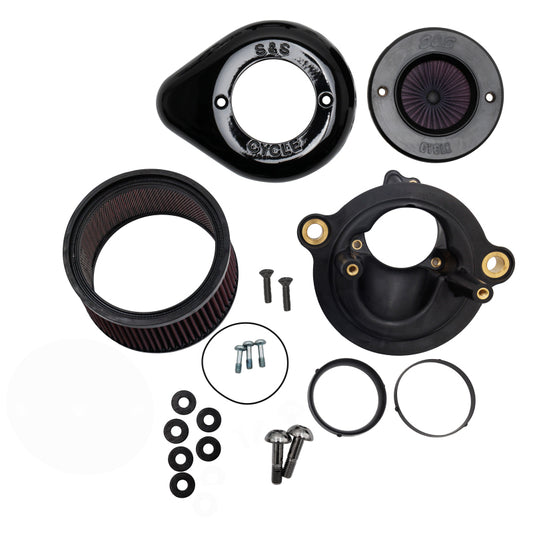 S&S Cycle M8 Gen 2 Stealth Air Cleaner Kit w/ 1in Filter Air Stinger 58/64/68mm TB w/ Blk Mini-TD