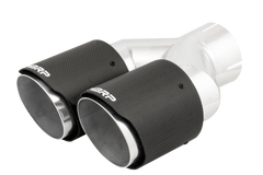 MBRP 3in ID / Dual 4in OD Out Staggered L 9.87in / R 9.37in Dual Wall Carbon Fiber Univ Exhaust Tip