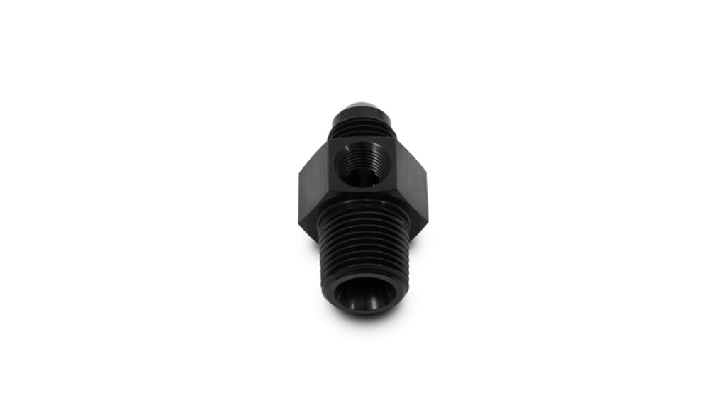 Vibrant Male 6AN Flare to Male 3/8 NPT Straight Adapter with 1/8" NPT Port- 16496