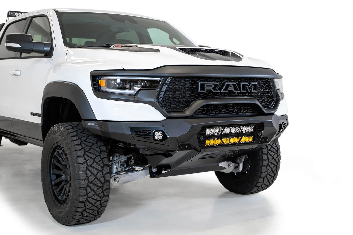 Addictive Desert Designs 2021-2023 Ram 1500 TRX Bomber Front Bumper (20 Inch Lights) - F620012140103 Addictive Desert Designs