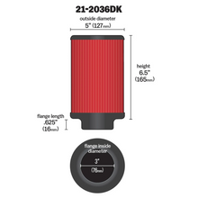 Load image into Gallery viewer, AEM 3inFLG/ 5inOD/ 6-1/2in Dryflow Air Filter - 21-2036DK