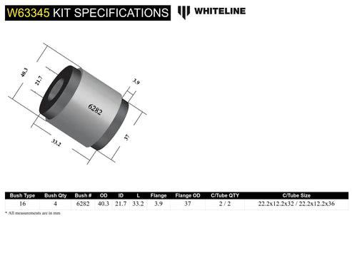 Whiteline W63345 Rear Toe Link Inner and Outer Fits Select 2005-2020 Dodge, Chrylser Models