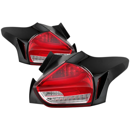 Spyder 15-17 Ford Focus Hatch LED Tail Lights w/Indicator/Reverse - Red Clr (ALT-YD-FF155D-LED-RC) SPYDER