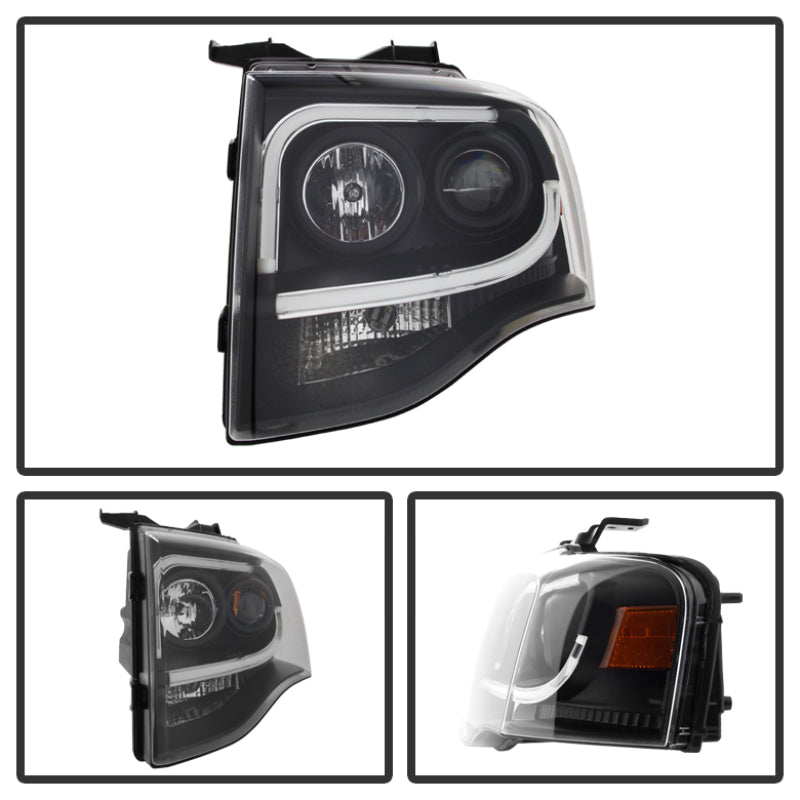 Spyder Ford Expedition 07-13 Projector Headlights Light Tube DRL Blk PRO-YD-FE07-LTDRL-BK SPYDER