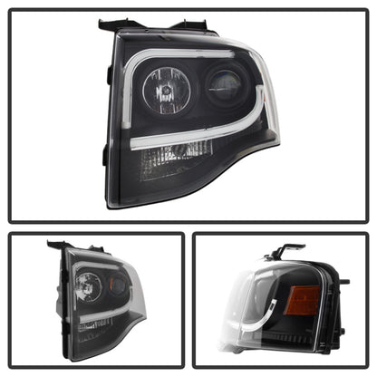 Spyder Ford Expedition 07-13 Projector Headlights Light Tube DRL Blk PRO-YD-FE07-LTDRL-BK SPYDER