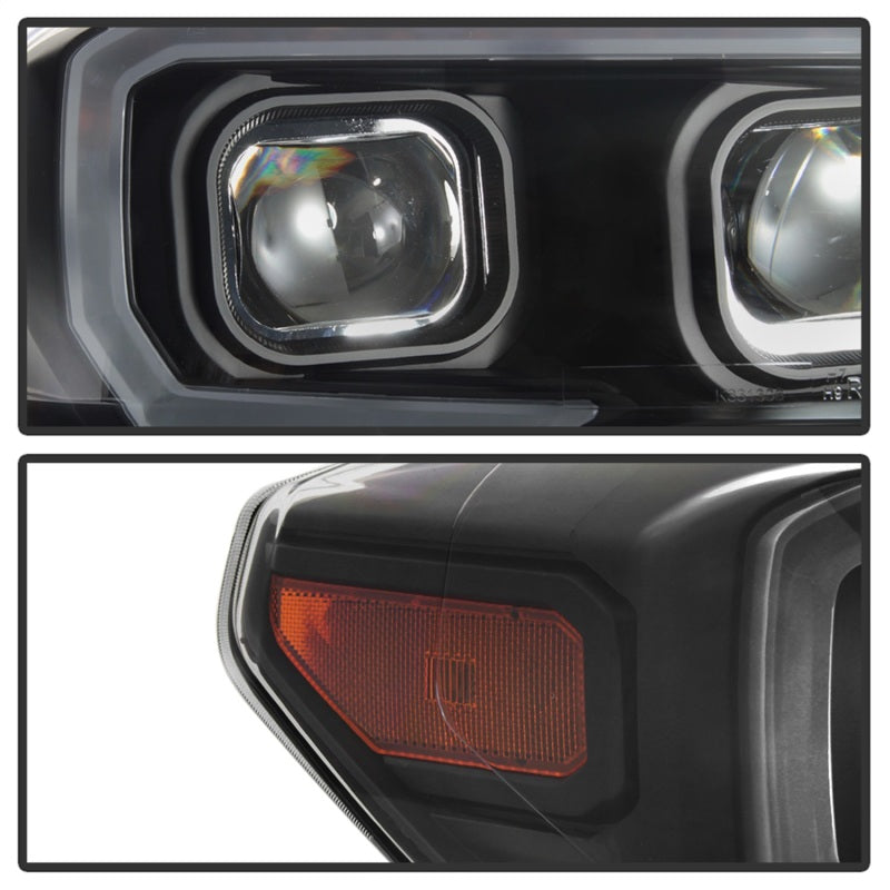 xTune 16-18 Toyota Tacoma SR/SR5 DRL Proj Headlights w/Turn Signal - Blk (PRO-JH-TTA16-SR-BK) SPYDER