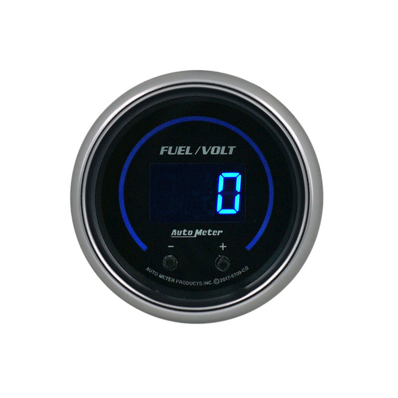 Autometer 52.4mm Black Switchable 0-100 Fuel Level / 8-18V Voltmeter Cobalt Elite Digital Gauge 6709-CB