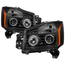 Load image into Gallery viewer, Xtune Nissan Titan 04-14 Projector Headlights LED Halo Black PRO-JH-NTI04-LED-BK SPYDER