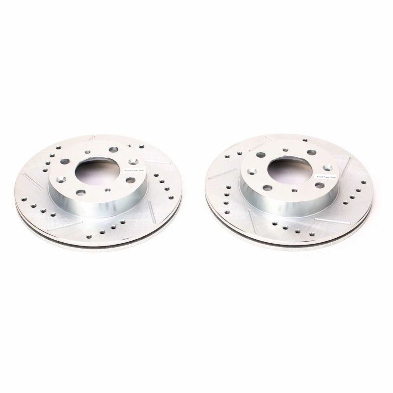 Power Stop 88-91 Honda CRX Front Evolution Drilled & Slotted Rotors - Pair PowerStop