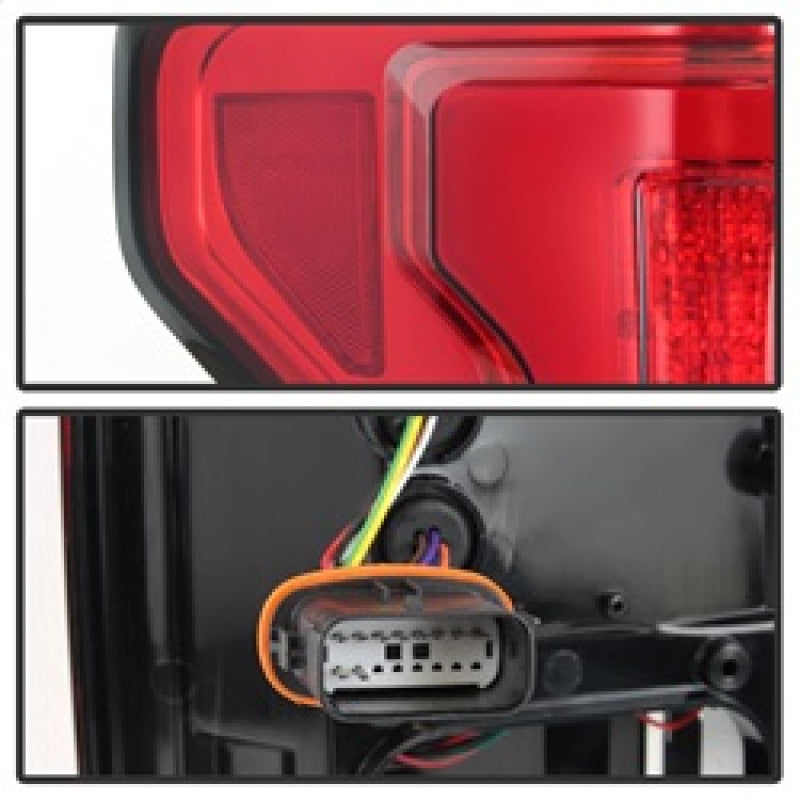 Spyder 15-18 Ford F-150 LED Tail Lights (w/Blind Spot) - Red Clear (ALT-YD-FF15015BS-LBLED-RC) SPYDER