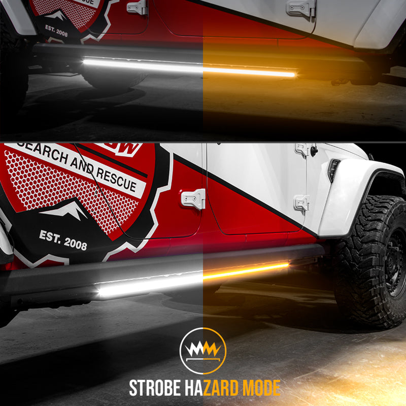 XK Glow Jeep & Truck Running Board Light w/ Turn Signal 2x48in White + Amber XKGLOW