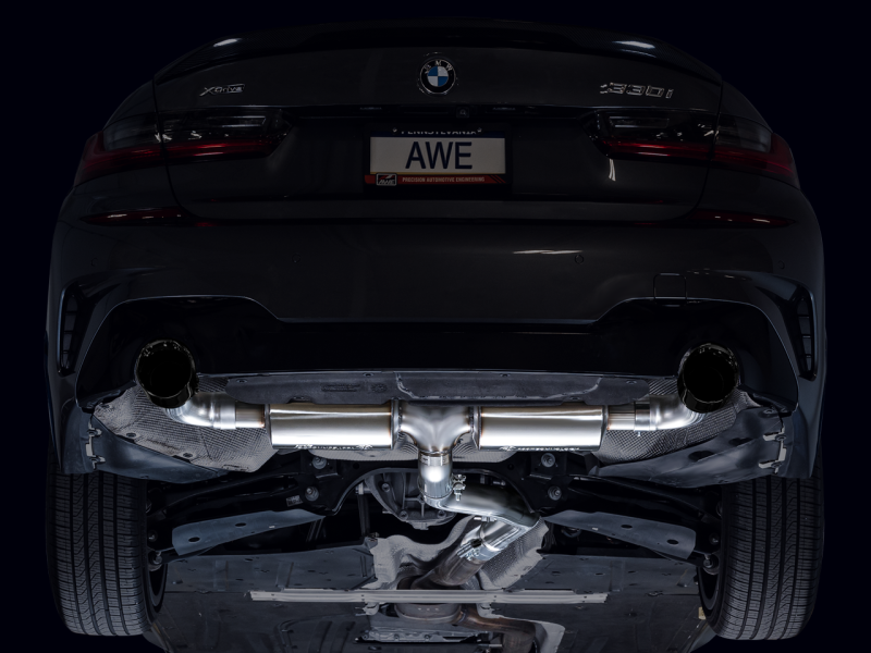 AWE 19-23 BMW 330i / 21-23 BMW 430i Base G2X Touring Axle Back Exhaust - Diamond Black AWE Tuning