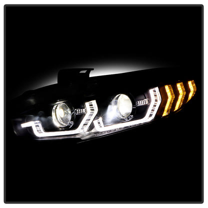 Honda Civic 16-20 LED Model High-Power LED Module Headlights - Black (PRO-YD-HC16LEDAP-SEQGR-BK) SPYDER