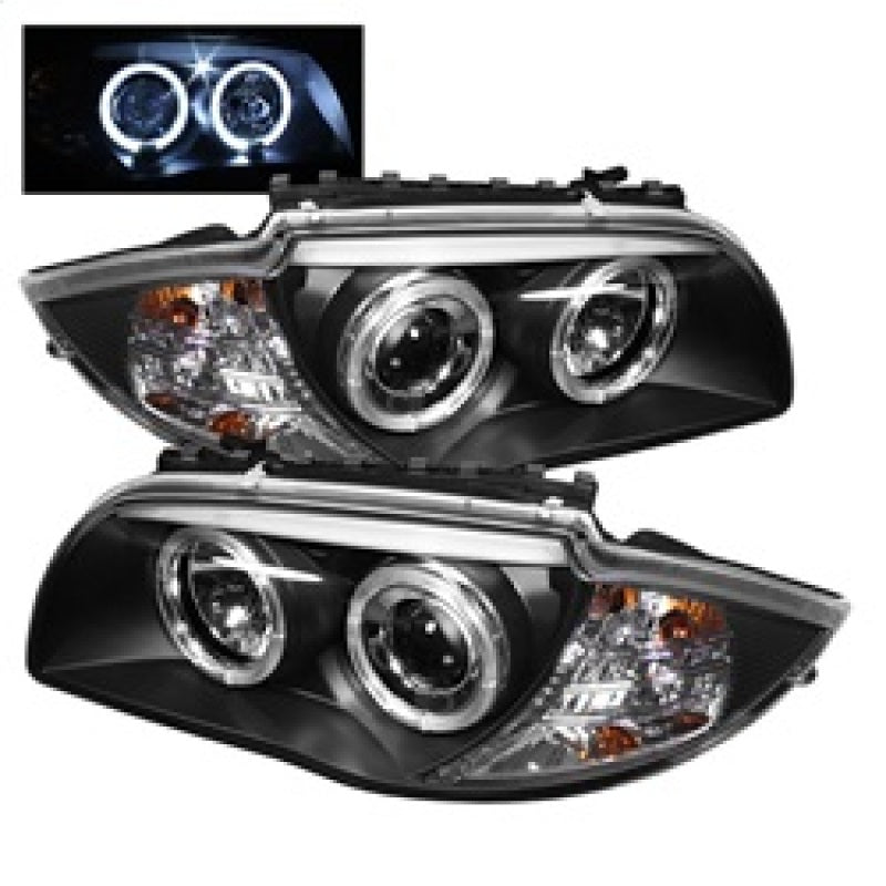 Spyder BMW E87 1-Series 08-11 Projector Headlights LED Halo Black High H1 Low H7 PRO-YD-BMWE87-HL-BK SPYDER