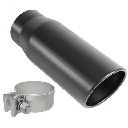 MagnaFlow Tip Black Coated  w/ Clamp Single Wall Round Outlet 4in Diameter 3in Inlet 12in Length Magnaflow