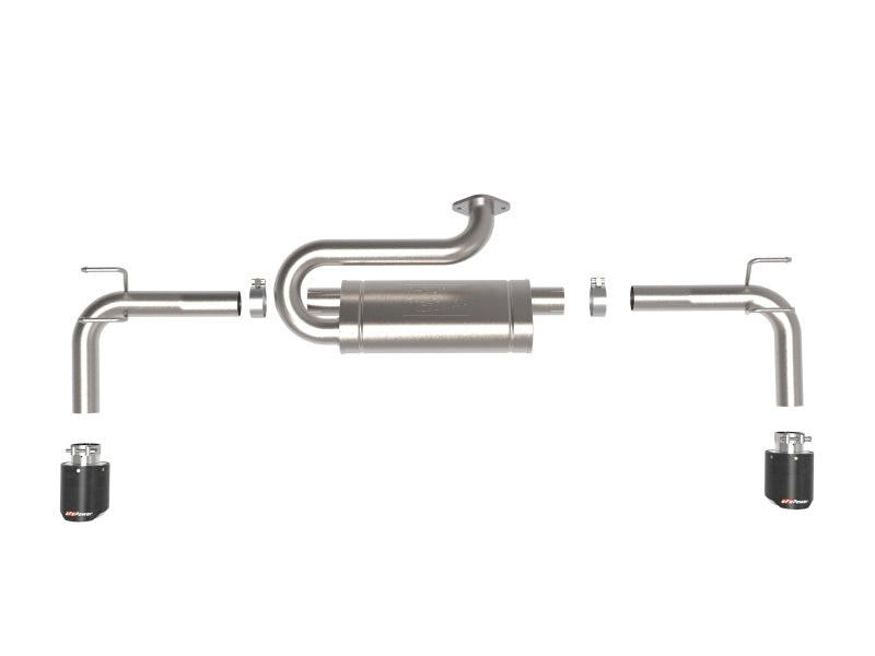 aFe Takeda 2-1/2 IN 304 Stainless Steel Axle-Back Exhaust System w/ Carbon Fiber Tip - 49-37036-C