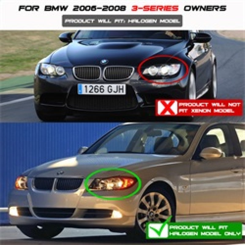 Spyder BMW E90 3-Series 06-08 4DR Projector CCFL Halo - Eyebrow Bulb Blk- PRO-YD-BMWE9005-CCFL-BK SPYDER