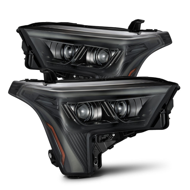 AlphaRex 880873 22-23 Toyota Tundra LUXX-Series Headlights Alpha-Black w/Amber DRL - Req 810029 OR 810030