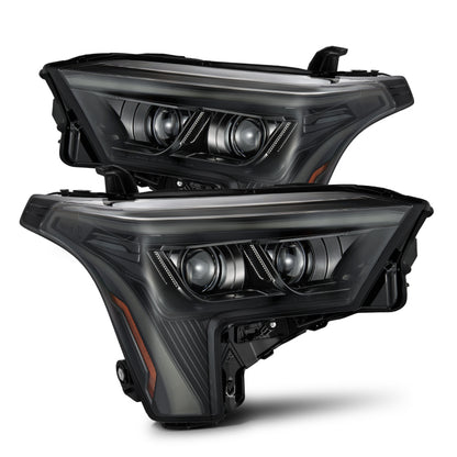 AlphaRex 880873 22-23 Toyota Tundra LUXX-Series Headlights Alpha-Black w/Amber DRL - Req 810029 OR 810030