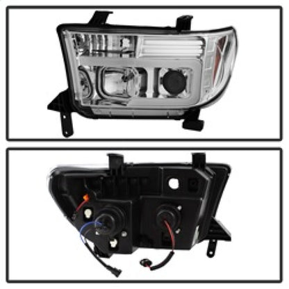Spyder 07-13 Toyota Tundra V2 Light Bar DRL Projector Headlights - Chrome (PRO-YD-TTU07V2-LB-C) SPYDER