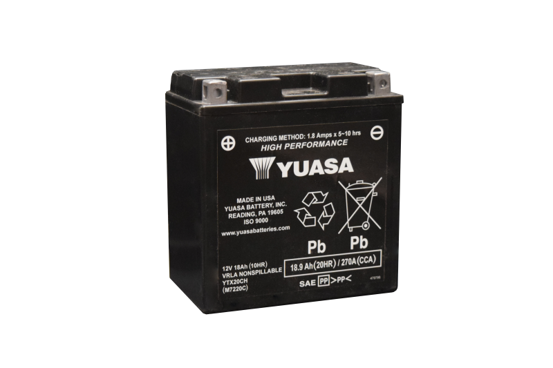 Yuasa YTX20CH Maintenance Free AGM 12 Volt Battery