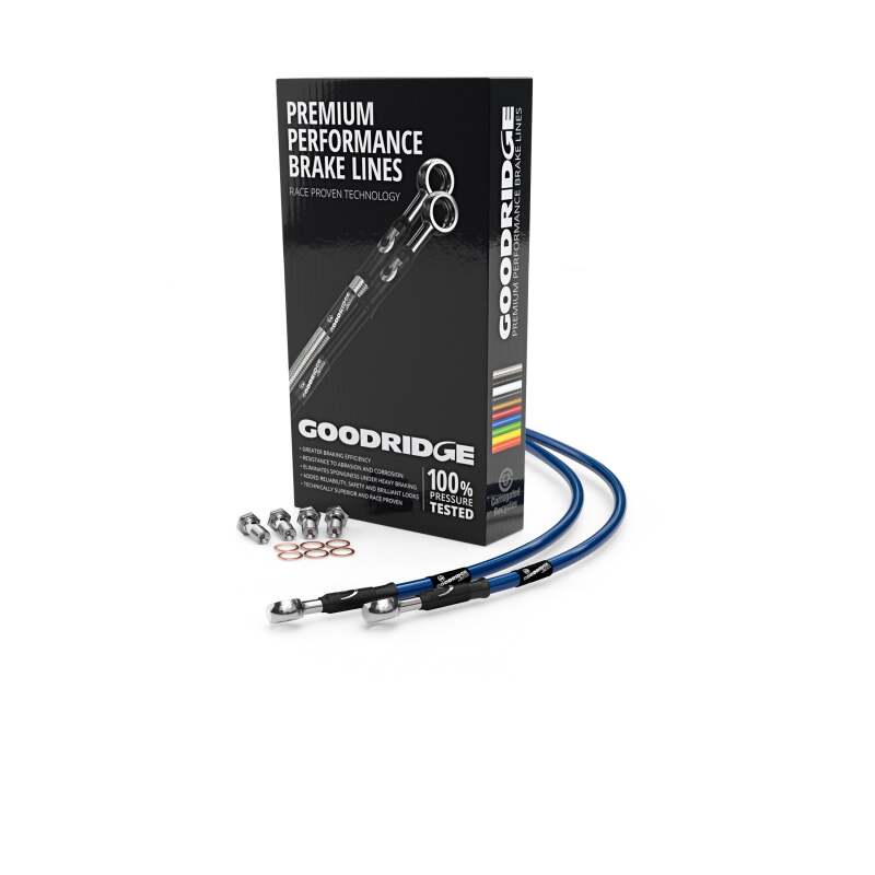 Goodridge 88-95 Honda BROS 400/600/650 Electric Blue Rear SS Brake Lines