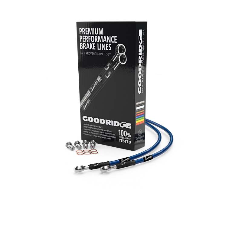 Goodridge 73-77 Suzuki GT750K-B Electric Blue Front SS Brake Lines Goodridge