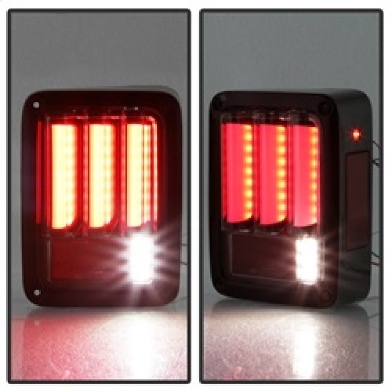 Spyder 07-16 Jeep Wrangler Version 2 Light Bar LED Tail Lights - Red Clear (ALT-YD-JWA07V2-LBLED-RC) SPYDER