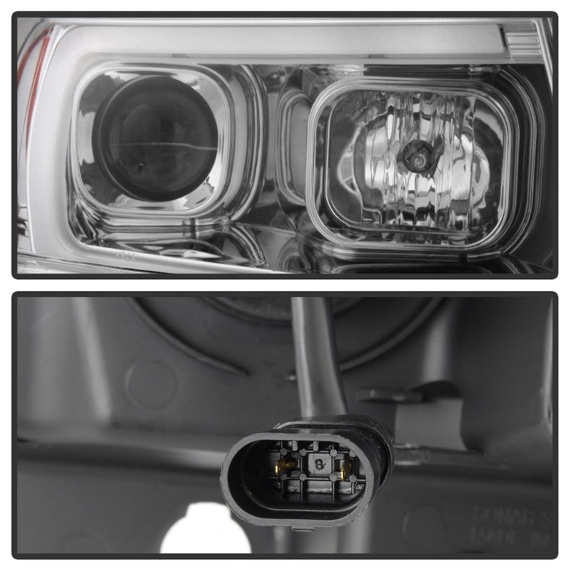 Spyder 99-04 Jeep Grand Cherokee Projector Headlights - Light Bar DRL LED - Chrome SPYDER
