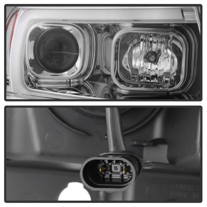 Spyder 99-04 Jeep Grand Cherokee Projector Headlights - Light Bar DRL LED - Chrome SPYDER