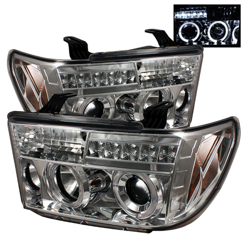 Spyder Toyota Tundra 07-13 Projector Headlights LED Halo LED Chrm PRO-YD-TTU07-HL-C SPYDER