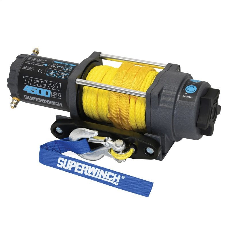 Superwinch 4500 LBS 12V DC 1/4in x 50ft Synthetic Rope Terra 4500SR Winch - Gray Wrinkle Superwinch