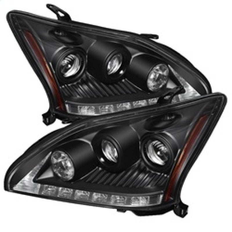Spyder Lexus RX330 2004-2006 Projector Headlights Halogen Model- DRL LED Blk PRO-YD-LRX35004-DRL-BK SPYDER