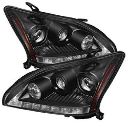 Spyder Lexus RX330 2004-2006 Projector Headlights Halogen Model- DRL LED Blk PRO-YD-LRX35004-DRL-BK SPYDER