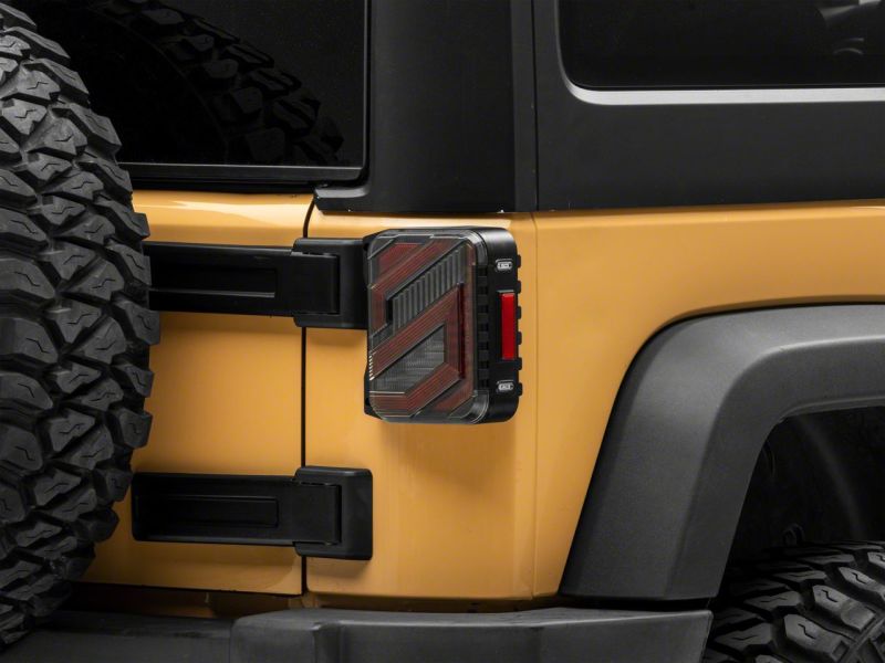 Raxiom 07-18 Jeep Wrangler JK Axial Series Trident LED Tail Lights- Blk Housing (Clear Lens)